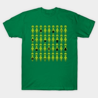 Small green men from Mars . Extraterrestrials In bathing suites. T-Shirt